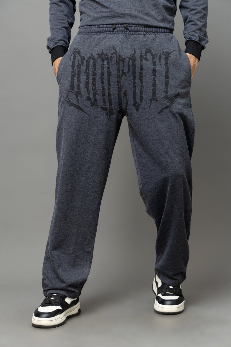 Go Devil Printed Grey Joggers For Men - Image 1